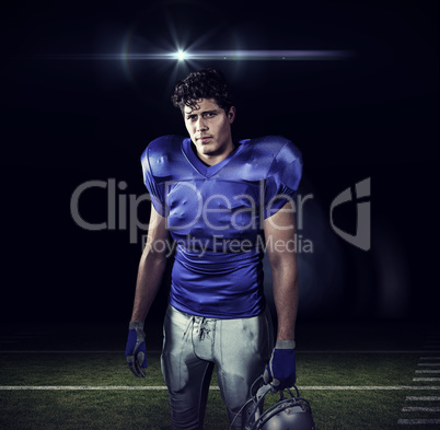 Composite image of portrait of confident american football playe