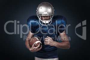 Composite image of confident sports player holding ball
