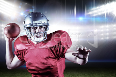Composite image of determined american football player throwing