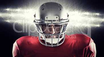 Composite image of close-up portrait of american football player