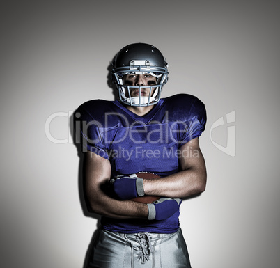 Composite image of portrait of confident american football playe