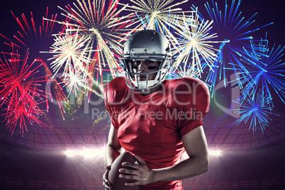 Composite image of portrait of determined sportsman with america