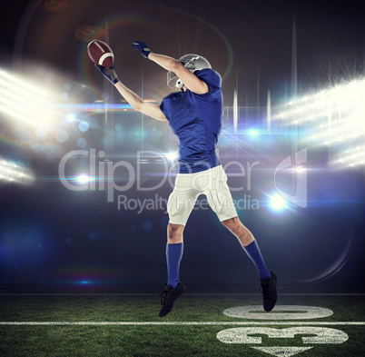 Composite image of sports player catching ball