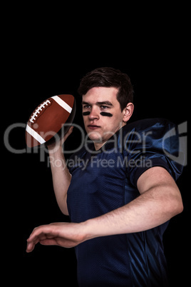 Composite image of american football player throwing the ball