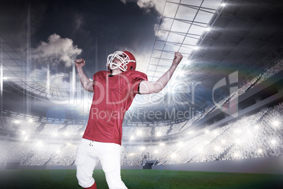 Composite image of a triumph of an american football player