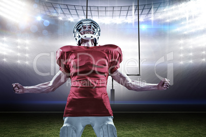 Composite image of aggressive american football player in red je