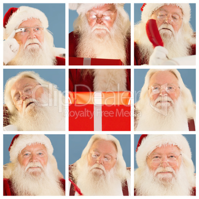 Composite image of father christmas sitting on the armchair