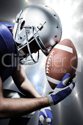 Composite image of close-up of upset american football player wi