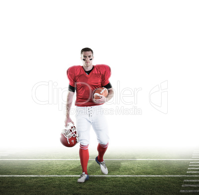 Composite image of portrait of american football player walking