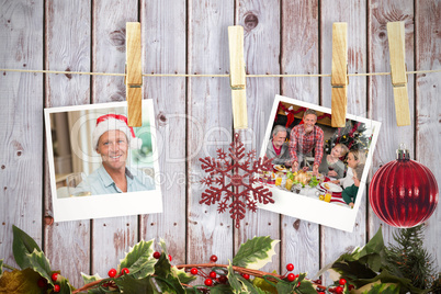 Composite image of hanging christmas photos