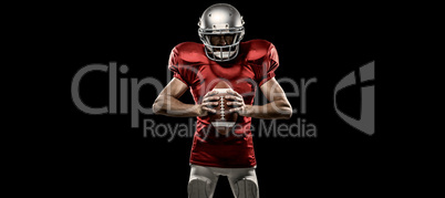 Composite image of furious american football player in red jerse