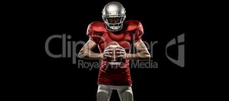 Composite image of furious american football player in red jerse