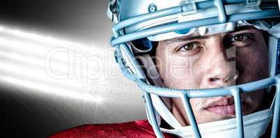 Composite image of close-up portrait of confident sportsman