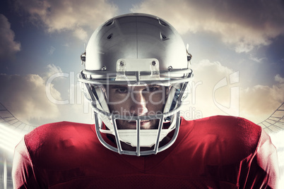 Composite image of close-up portrait of american football player