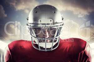 Composite image of close-up portrait of american football player