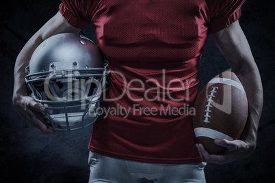 Composite image of midsection of american football player in red