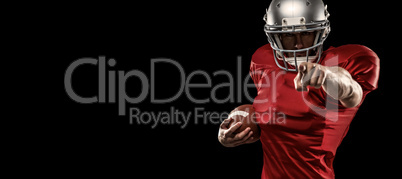 Composite image of portrait american football player in red jers