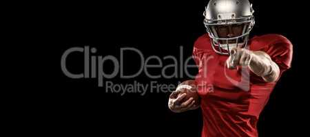 Composite image of portrait american football player in red jers