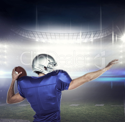 Composite image of rear view of american football player throwin