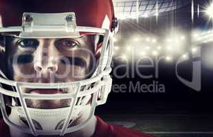 Composite image of american football player looking at camera