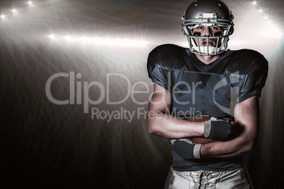 Composite image of portrait of confident american football playe