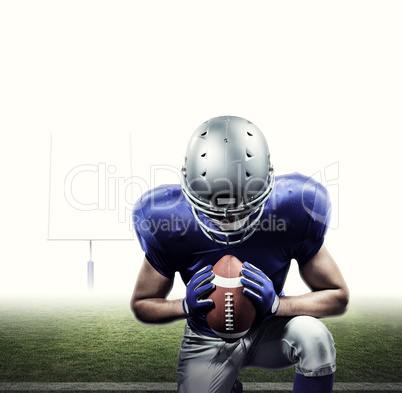 Composite image of american football player kneeling