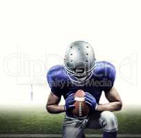 Composite image of american football player kneeling