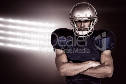 Composite image of portrait confident of american football playe