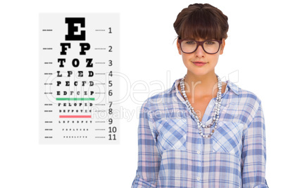Composite image of pretty woman in glasses