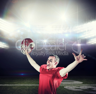 Composite image of a triumph of an american football player with