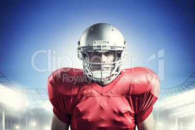 Composite image of portrait of sportsman playing american footba