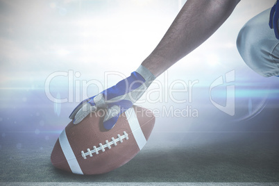 Composite image of cropped image of american football player pla