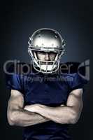 Composite image of portrait confident of american football playe