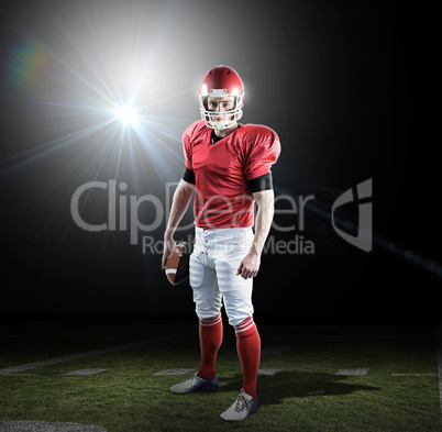 Composite image of portrait of american football player holding