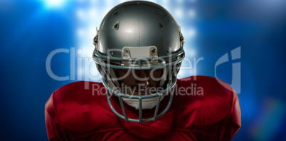 Composite image of close-up of serious american football player