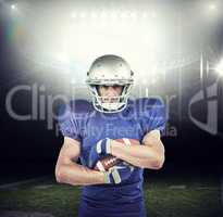 Composite image of portrait of sportsman holding ball