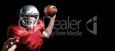 Composite image of portrait of american football player throwing