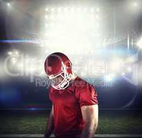 Composite image of american football player looking at camera