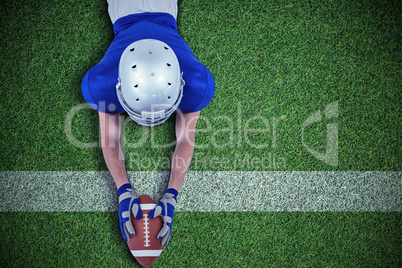 Composite image of high angle view of american football player r