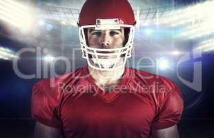 Composite image of american football player looking at camera