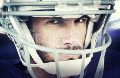 Composite image of close-up portrait of stern american football