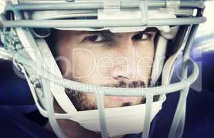 Composite image of close-up portrait of stern american football