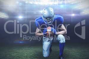 Composite image of american football player kneeling