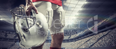 Composite image of close-up of american football player in red j