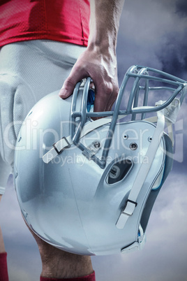 Composite image of close-up of american football player in red j