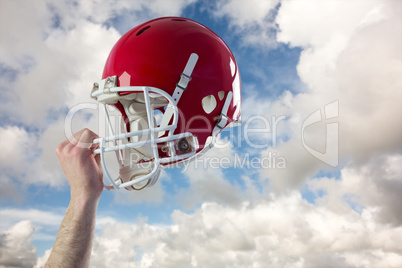 Composite image of helmet of  an american football player