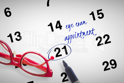 Composite image of eye exam appointment