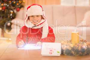 Festive little boy smiling at camera