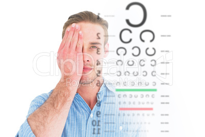 Composite image of unsmiling patient looking at camera with one