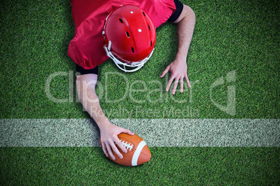 Composite image of american football player trying to score